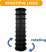 9 Tier Rotating Shoe Rack Tower, Spinning Shoe Display Lazy Susan, Revolving 360 Shoe Rack Storage round Carousel, Vertical Handbag Rotate Shoes Closet Organization (9-Tier Black)