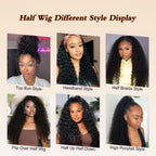 Half Wig Human Hair Deep Wave for Black Women 20 Inch Natural Colour | Curly Half Wigs for Women 3 in 1 Drawstring Flip over Glueless Wear Go Beginner Friendly 150% Density, Quick Install