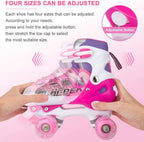 Adjustable Roller Skates for Girls and Women, All 8 Wheels of Girl'S Skates Shine, Safe and Fun Illuminating for Kids
