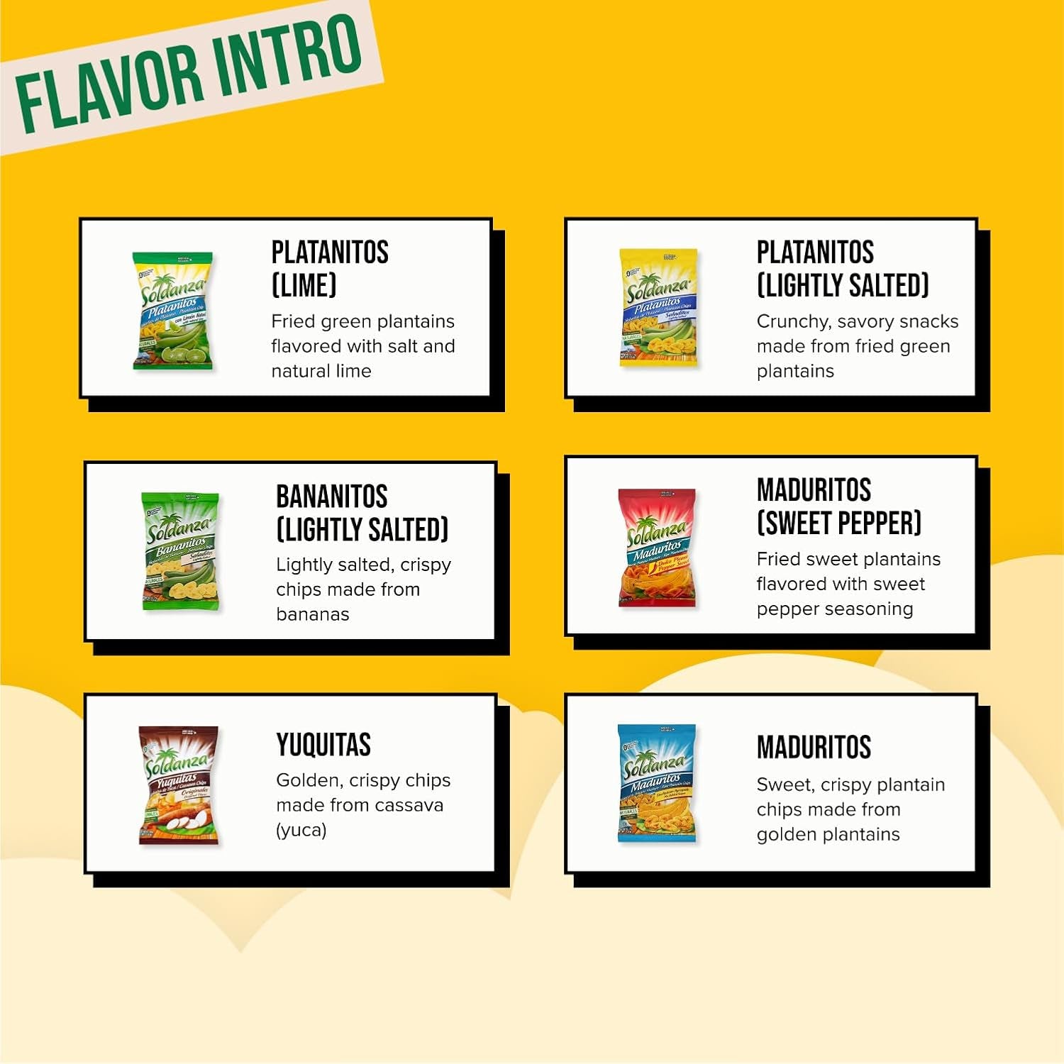 Soldanza Plantain Chips Variety Pack - 6 Mix (Pack of 6) | International Snack | 2.5 Oz - Journey of Snacks