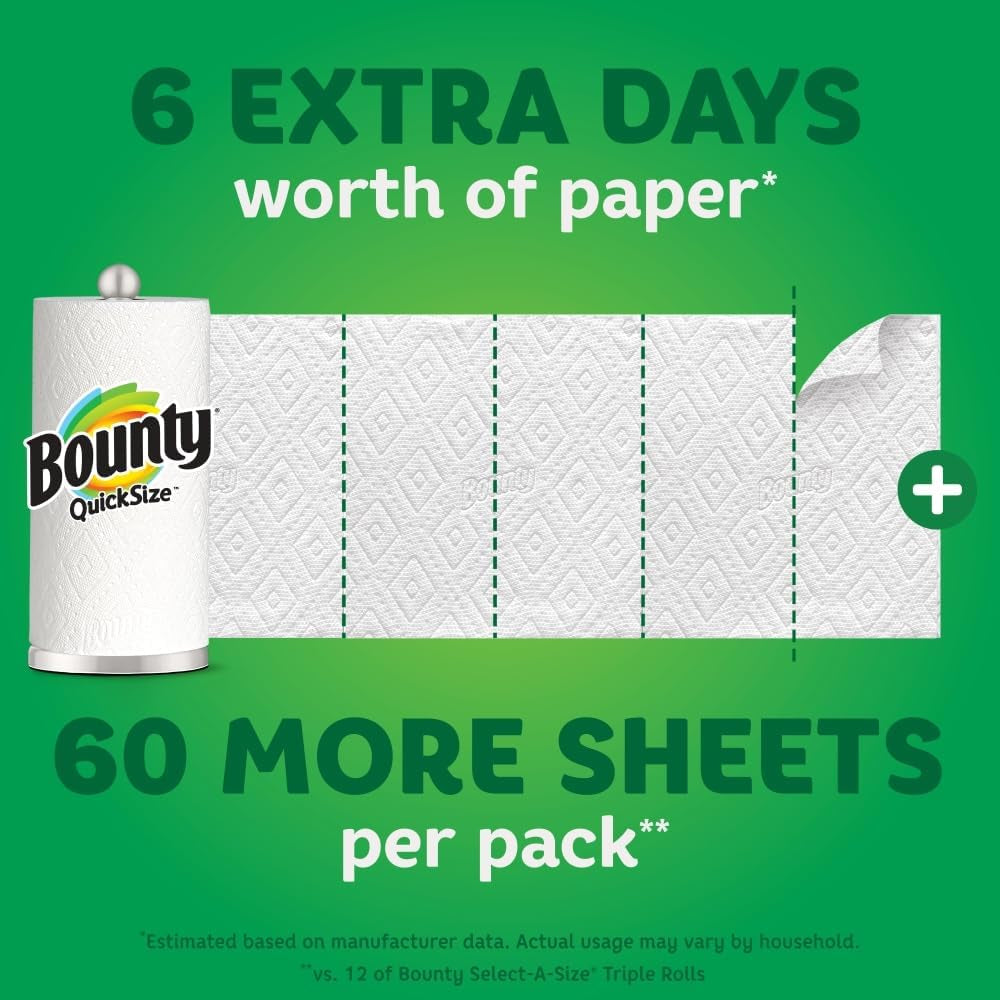 Quick-Size Paper Towels, White, 12 Family Triple Rolls = 36 Regular Rolls