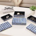 Set of 3 10/11/12" Boxes with Inlay Pieces, Blue/White