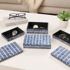 Set of 3 10/11/12" Boxes with Inlay Pieces, Blue/White