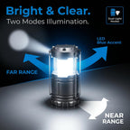 Battery Operated Lights, Stainless Steel Two Lighting Modes Flashlights Rechargeable Lamp Camping Lantern Emergency Light with Hanging Handle for Hiking Camping Fishing