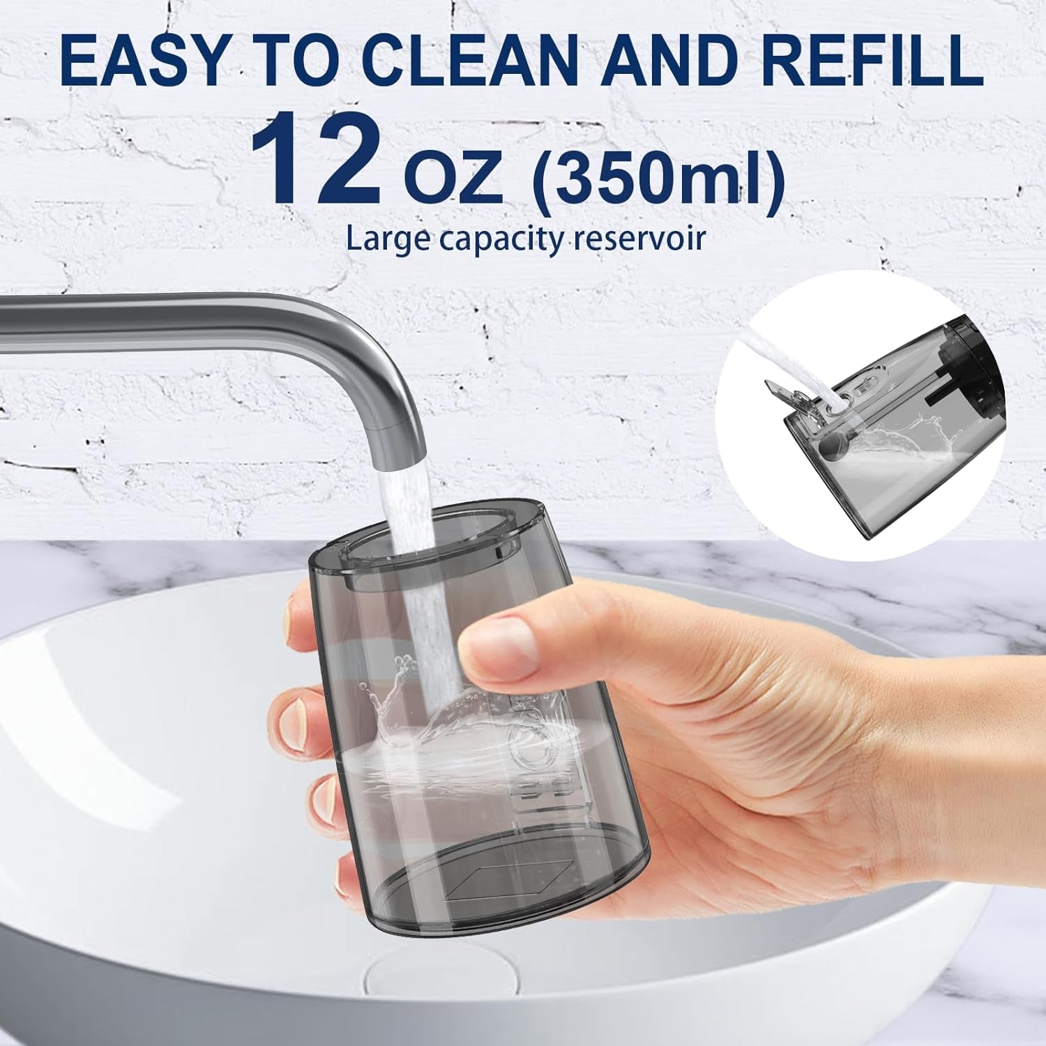 Water Dental Flosser Oral Irrigator with 5 Modes, 350Ml Cordless Water Teeth Cleaner Pick 6 Tips, IPX7 Waterproof Rechargeable Portable Powerful Battery for Travel & Home Braces & Bridges Care
