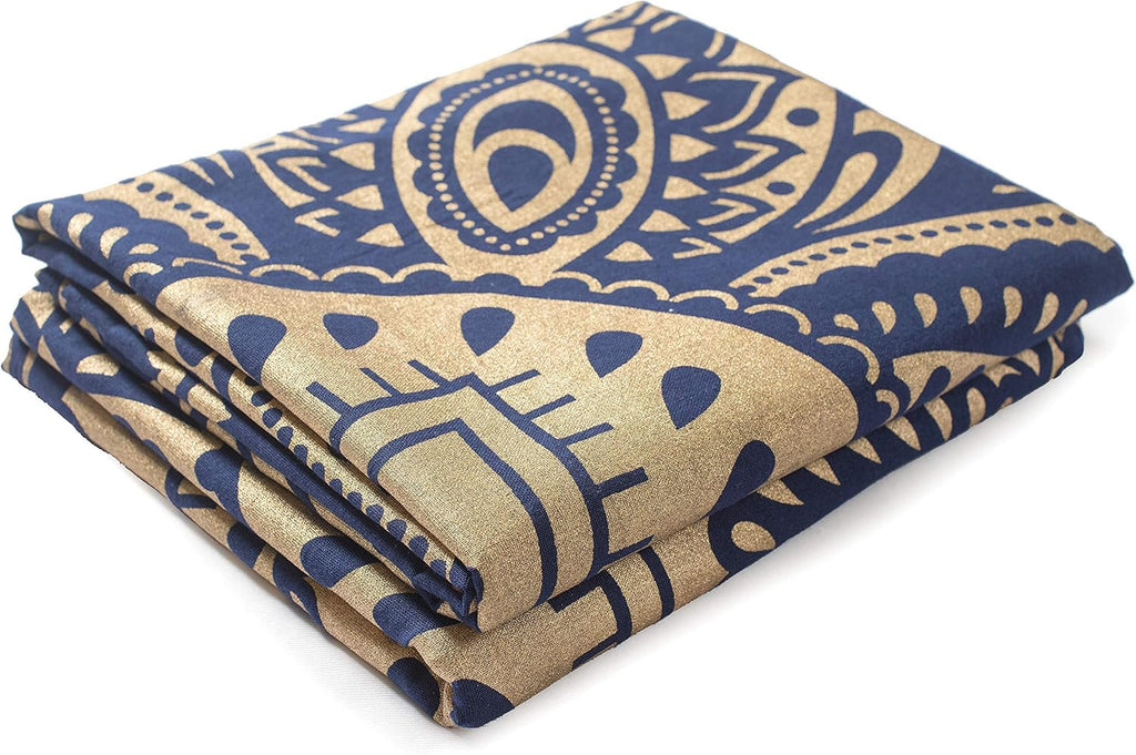 Indian Hippie Bohemian Beautiful Passion Ombre Color Mandala Curtain Panels Blue Gold