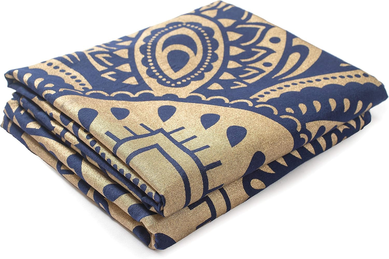 Indian Hippie Bohemian Beautiful Passion Ombre Color Mandala Curtain Panels Blue Gold