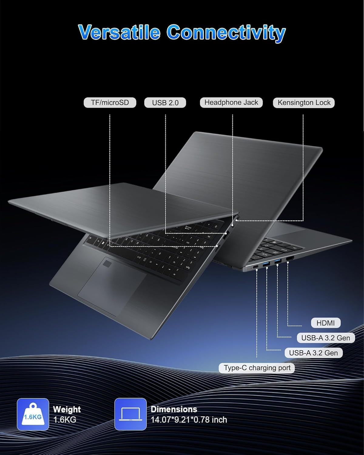 Laptop Computer, 15.6" FHD IPS Display, N95 Processor (Beat N5095), 12GB High-Speed DDR5 RAM 256GB SSD, Wifi 6 BT 5.3, Fingerprint , Backlit Keyboard, Lightweight Notebook for Business Student Office