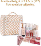 Checked Hanging Travel Toiletry Bag for Women, Travel Bag for Toiletries, Makeup Bag Organizer Cosmetic Bags Make up Bags for Women (Light Checkerboard)