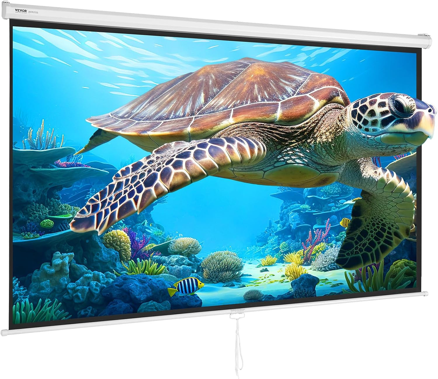 Projector Screen, 100 Inch Manual Pull down Projector Screen, 16:9 4K 1080 HD Projector Screen, Auto-Locking Portable Projection Screen, Projector Screen for Family Home Office Theater