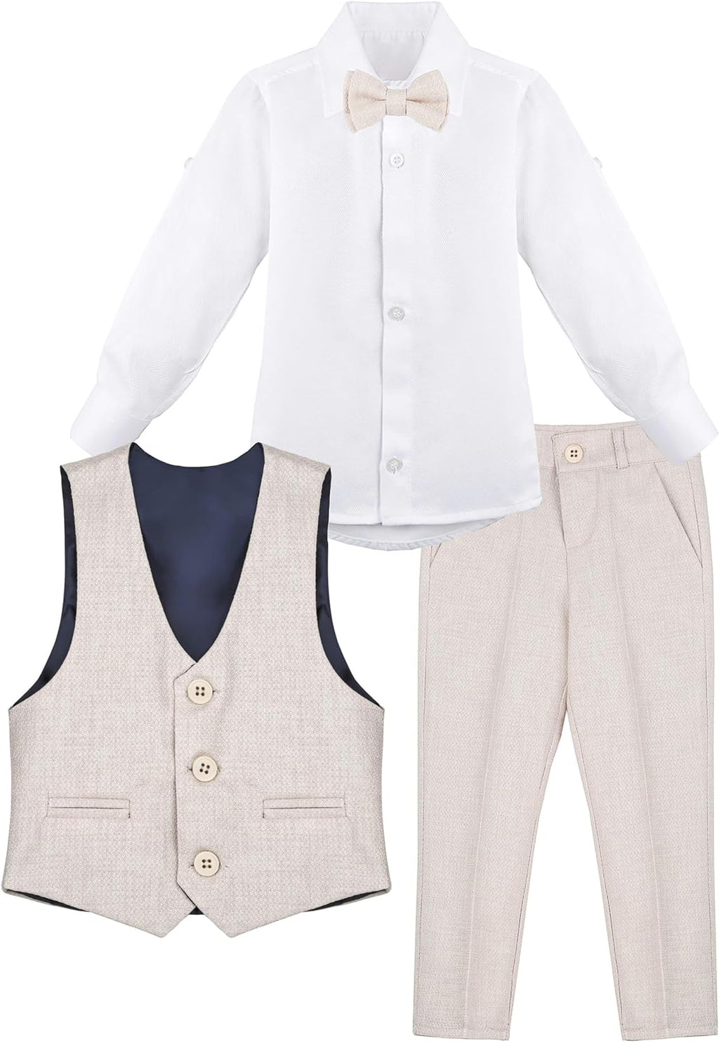 Boys Formal Suit 4 Piece Vest, Pants and Tie Dresswear Suit Set