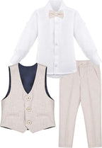 Boys Formal Suit 4 Piece Vest, Pants and Tie Dresswear Suit Set