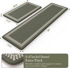 Kitchen Floor Mats Cushioned anti Fatigue,Waterproof Kitchen Mats for Floor 2 Piece,Memory Foam Kitchen Mat,Comfort Kitchen Sink Rug for Bathroom Laundry Office,Green