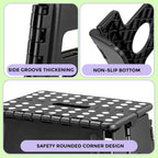 Folding Step Stool 13 Inch,300Lbs Foldable Stool for Adults & Kids | Stepping Stool Black,Non-Slip Plastic Compact Foot Stool with Carry Handle,Lightweight for Bathroom Kitchen Bedroom Garden