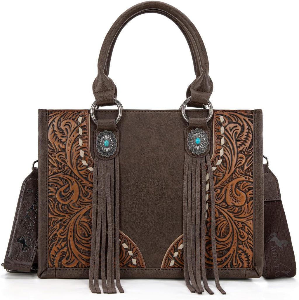Tote Bag for Women Western Tooling Handbags Embroidered Concho Crossbody