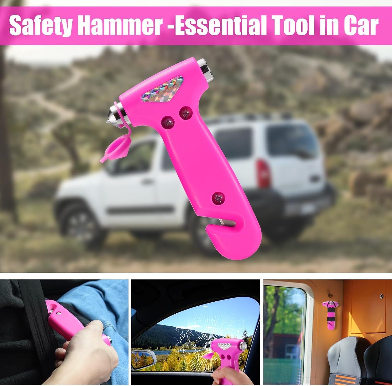 Roadside Emergency Car Kit for Vehicles, Pink Emergency Roadside Assistance Kit with Car First Aid Kit, Thoughtful Car Emergency Kit for Women, Men, New Drivers and Adventurers Gifts