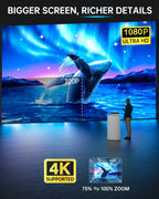 Projector with Wifi and Bluetooth,  450 ANSI 5G Wifi Native 1080P Portable Projector W/ Bag, 4K Support, Zoom, Outdoor Movie Mini Projector for Ios/Android/Tv Stick/Hdmi/Usb