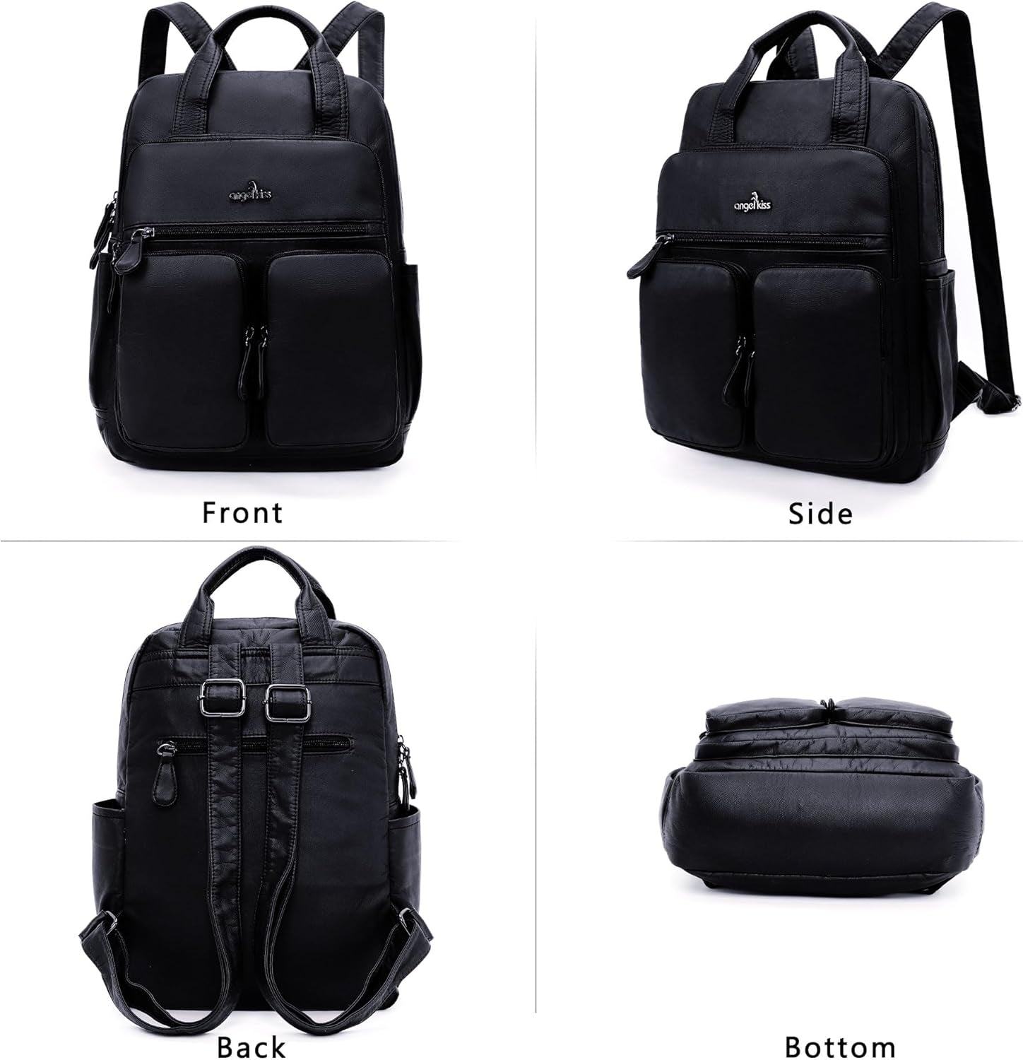 Backpack Purse for Women Soft Washed Leather Multi Pocket Casual Travel Backpacks…