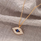 Gold Dainty Evil Eye Necklace for Women 18K Gold Plated Cute Delicate Solitaire Cubic Zirconia Boho Protection Evil Eye Minimalist Simple Necklace