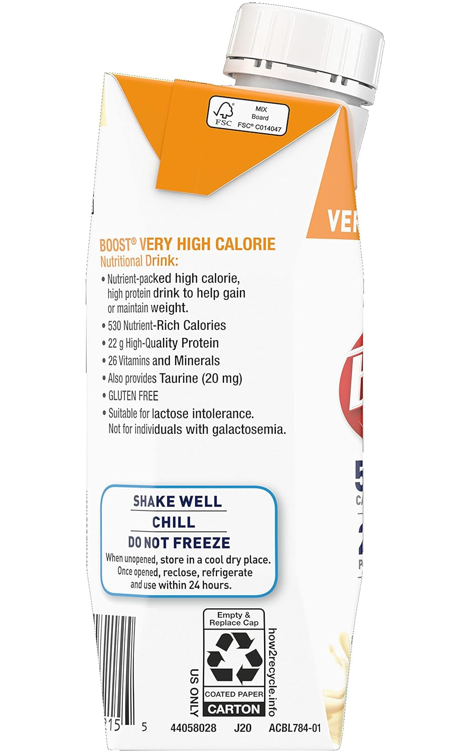 Very High Calorie Nutritional Drink Very Vanilla, Made with Natural Vanilla Flavor & No Artificial Flavors, Colors & Sweeteners, 8 FL OZ (Pack of 3)