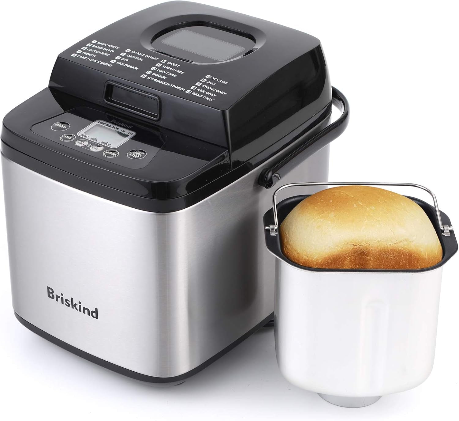 19-In-1 Compact Bread Maker Machine, 1.5 Lb / 1 Lb Loaf Small Breadmaker with Carrying Handle, Including Gluten Free, Dough, Jam, Yogurt Menus, Bake Evenly, Automatic Keep Warm, 3 Crust Color