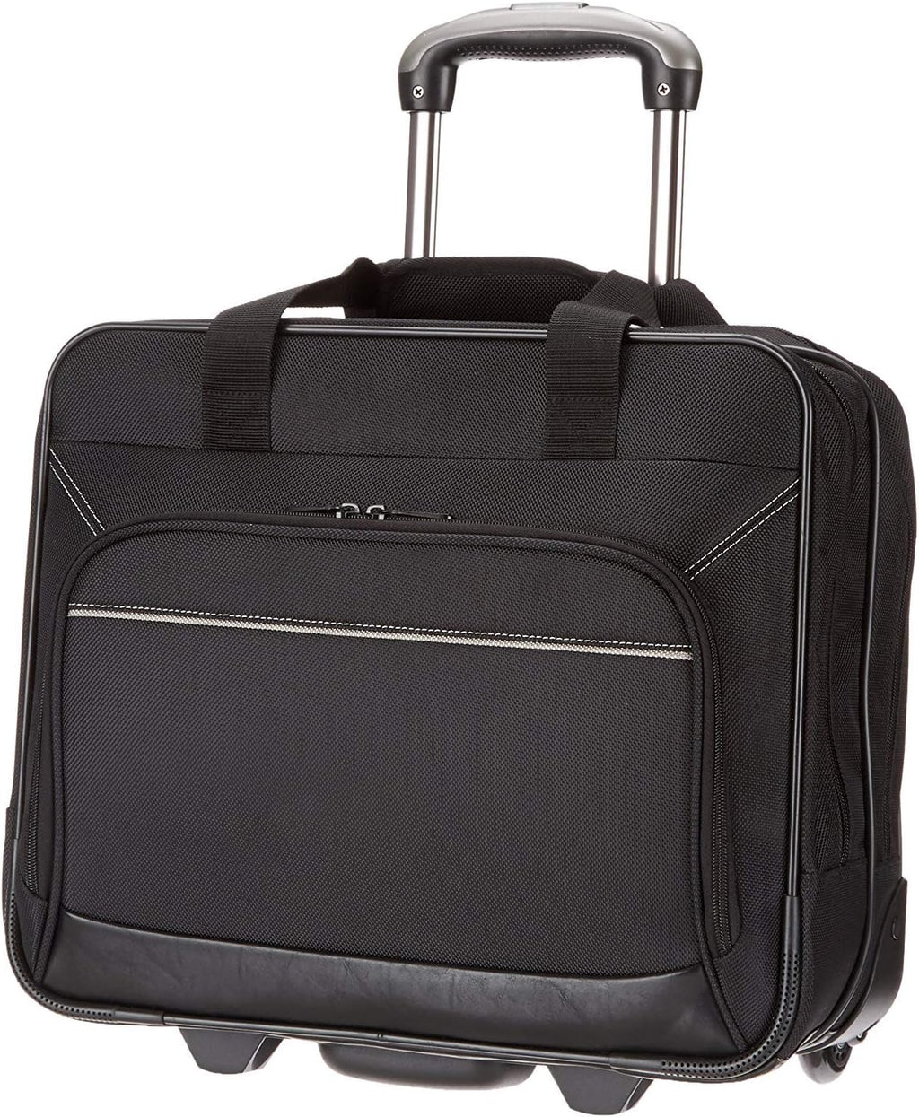 15.6" Rolling Laptop Bag for Travel and Business, Briefcase with Wheels, Adjustable Locking Handle, Black