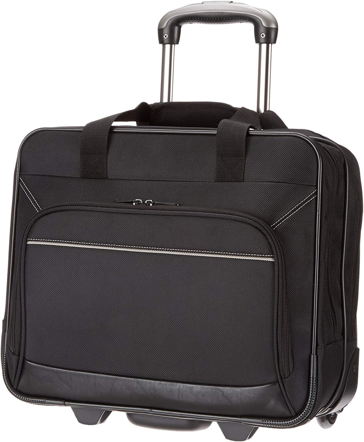15.6" Rolling Laptop Bag for Travel and Business, Briefcase with Wheels, Adjustable Locking Handle, Black