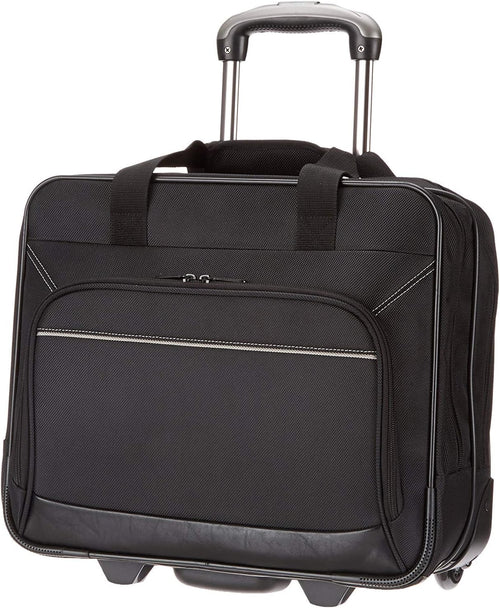 15.6" Rolling Laptop Bag for Travel and Business, Briefcase with Wheels, Adjustable Locking Handle, Black