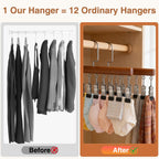 Closet Organizer with 10 Clips,Space Saving Hanging Closet Organizer,360° Rotating Metal S with Silicone Lining,Hanging Rack for Clothes, Socks, Hats (12 Clips, 1PCS)
