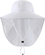Outdoor UPF50+ Sun Hat Wide Brim Mesh Fishing Hat with Neck Flap