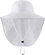 Outdoor UPF50+ Sun Hat Wide Brim Mesh Fishing Hat with Neck Flap