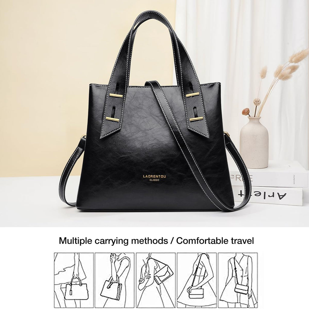 Women Crossbody Handbags Genuine Leather Satchel Handbags for Women Top-Handle Shoulder Tote Purses