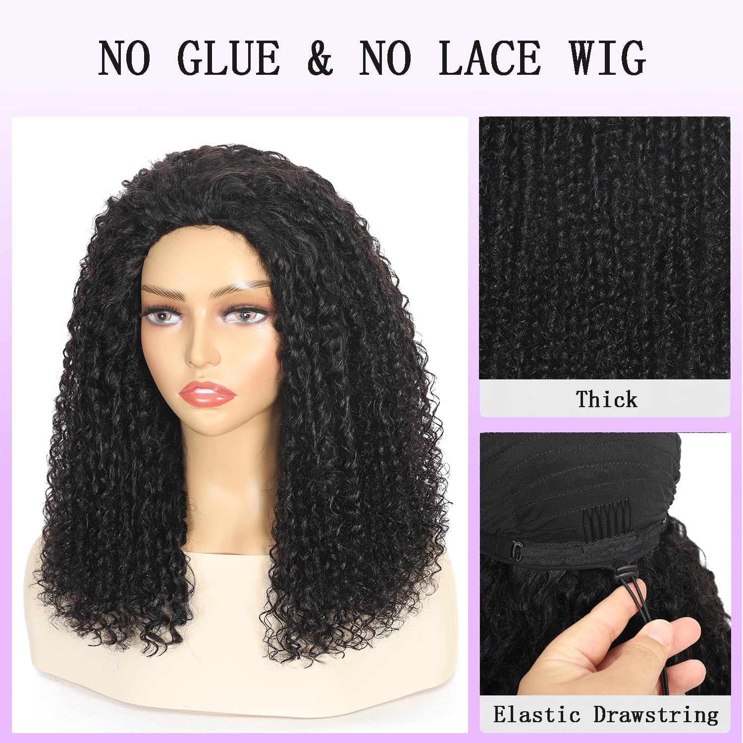 Half Wig Human Hair 3 in 1 Special Curly Half Wigs for Black Women 200% Density Wear and Go Glueless Wig Drawstring Ponytail Seamless Flip over No Lace Headband Wig Beginner Friendly 20 Inch