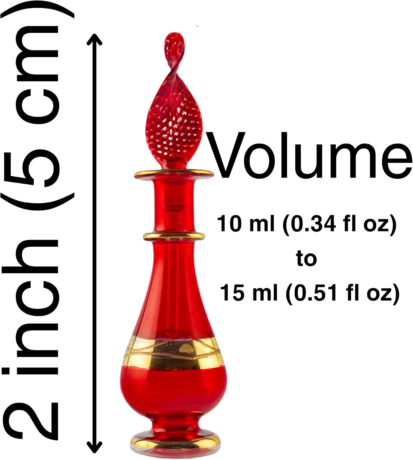 Genie Blown Glass Miniature Perfume Bottles for Perfumes & Essential Oils, Set of 10 Decorative Vials, Each 2" High (5Cm), Assorted Colors (Set of 10)