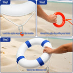 Pool Life Ring Buoy Life Preserver Ring with Lifesaving Rope Reflective Tape Yard Wall Decoration 10.6"/19.68"