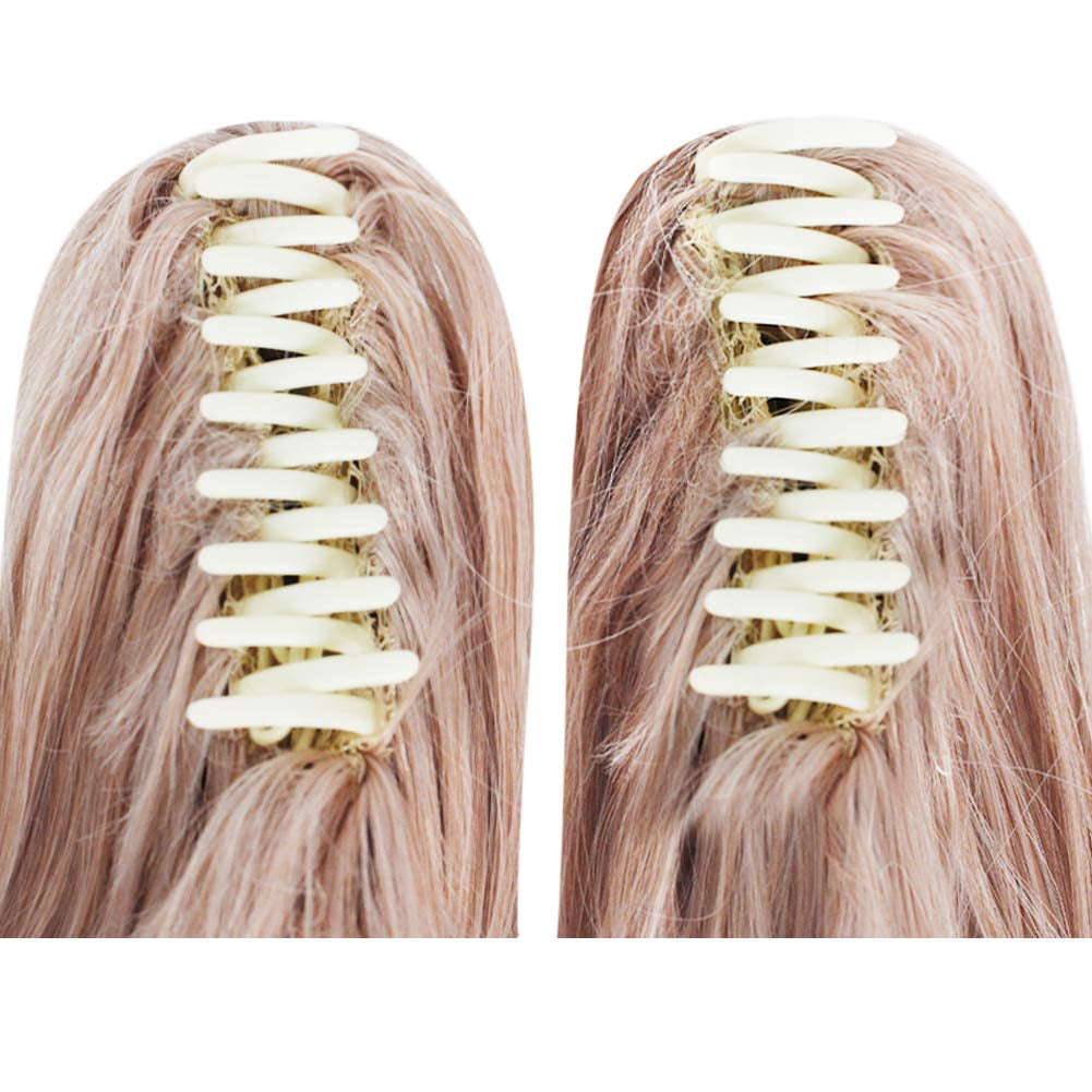 Long Pink Pigtail Wig Women Wavy Ponytail Wigs Long Wavy Cosplay Wig | Hair Cap+2 Bears Clip-On Detachable Pigtail Cosplay Wig Pink Curly Ponytail Hair Anime Costume for Halloween Party Cosplay