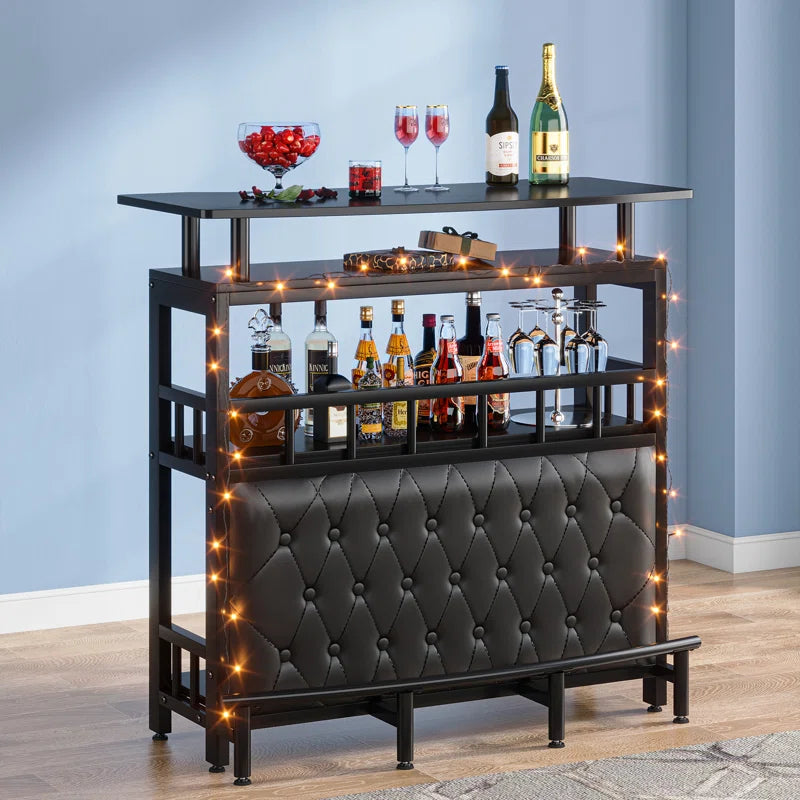 Home Bar Unit with Storage Shelves Bar Cabinet