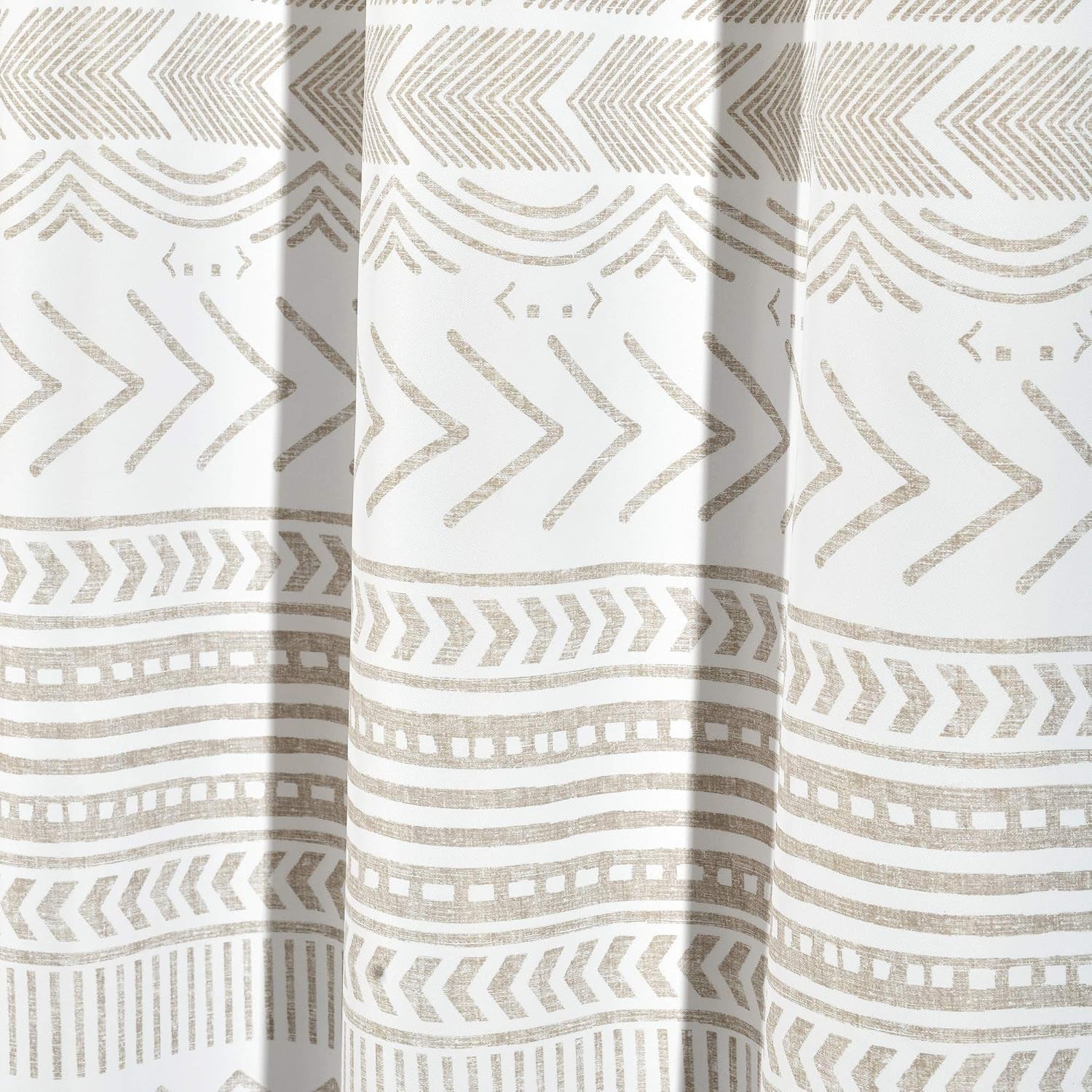 Hygge Geo Shower Curtain, 72" W X 72" L, Taupe/White - Curtain for Bathroom - Striped Bathroom Decor - Netural Color Home Accessories - White Home Accessories - Geometric Scandinavian Print