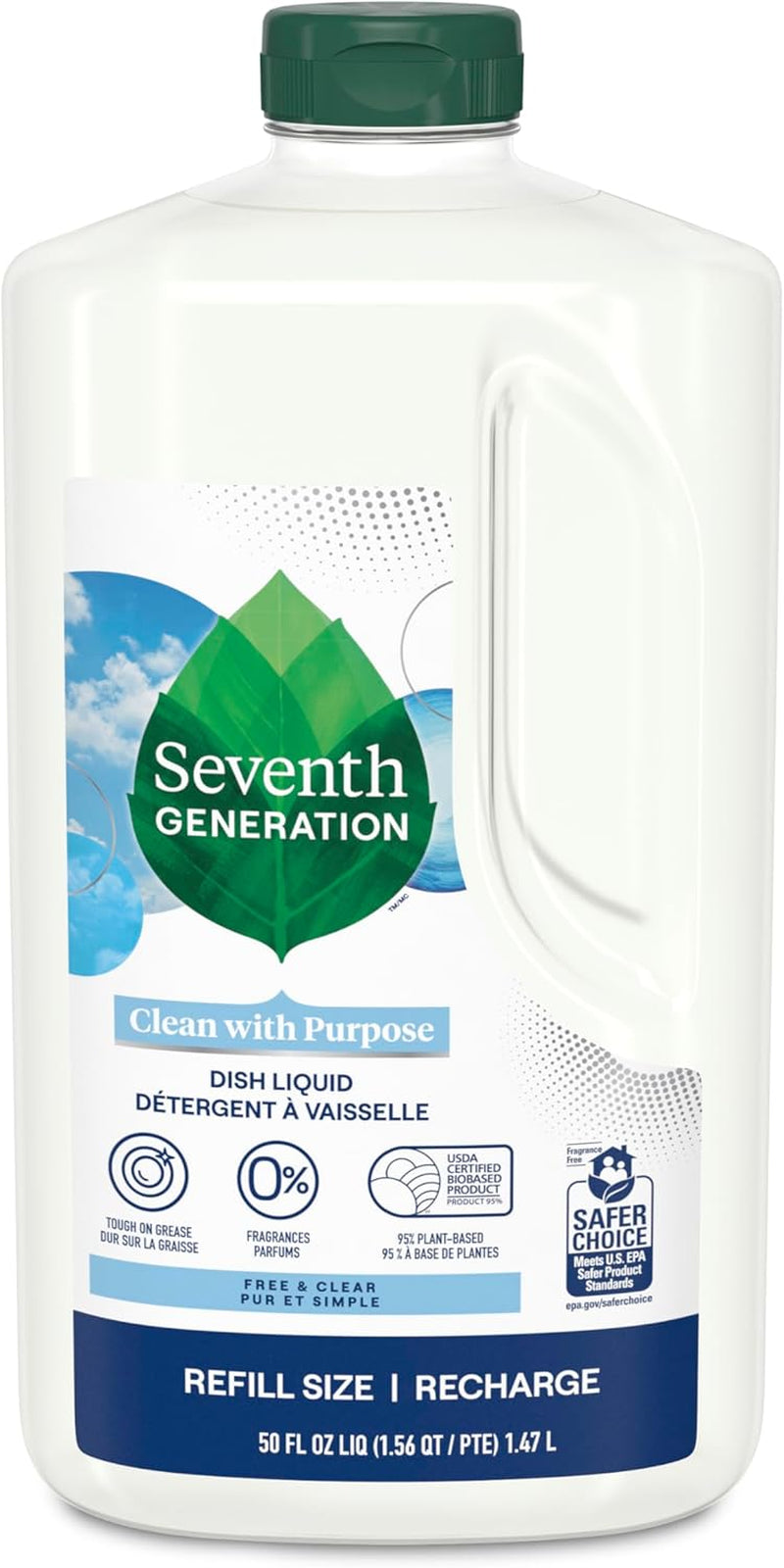 Hand Dish Wash Refill, Free & Clear, Tough on Grease, 50 Fl. Oz.