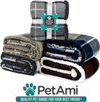 Dog Blanket for Medium Large Dogs and Pets, Soft Sherpa Fleece Pet Blanket for Cats Puppies, Reversible Plush Couch Cover Protector Sofa Bed Car Seat, Machine Washable, 80X60, Plaid Navy Blue
