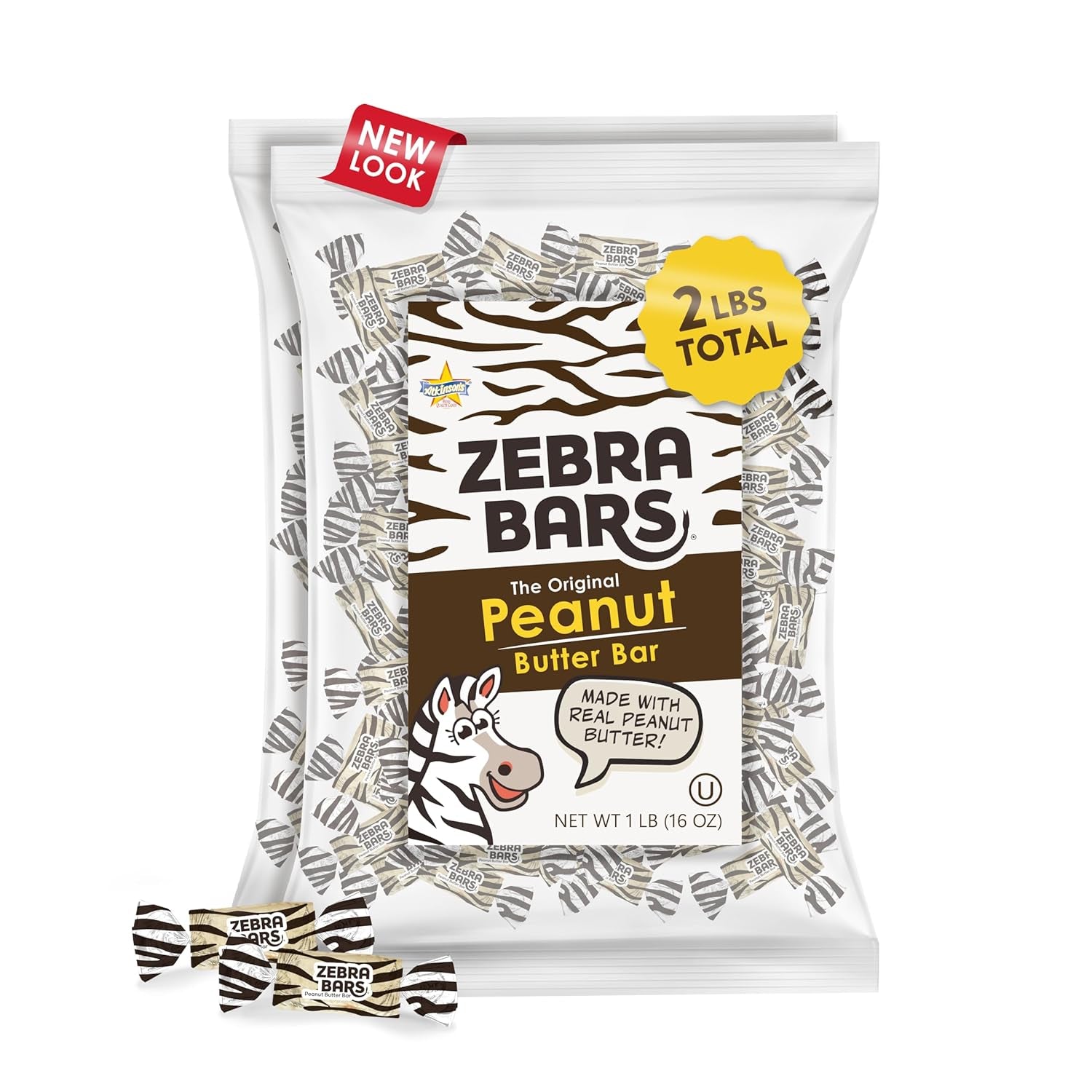 Peanut Butter Bars Crunchy Crispy Candy, 2 Lb Family Size Bag | Family Size Wrapped Bites, Gluten Free, Kosher, Vegan. a Nostalgic Texas Treat since 1932.