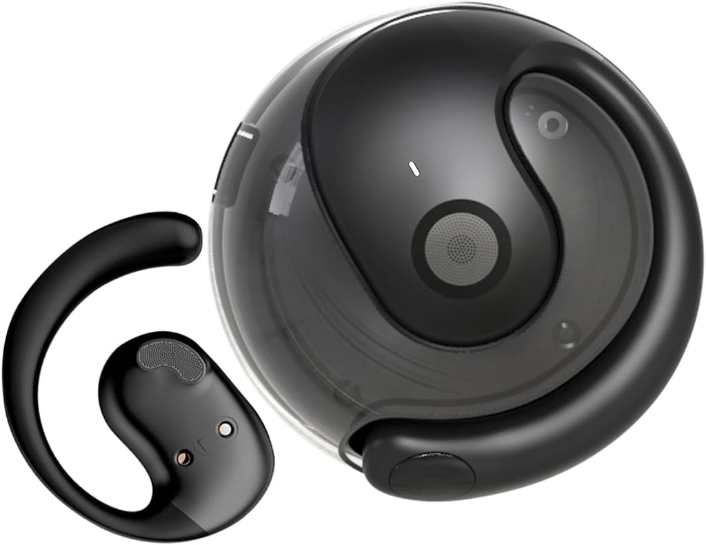 Open Ear Headphones Wireless Bluetooth 5.4, OWS Hanging Earphones Wireless Earbuds with Earhooks and Mic, IPX5 Waterproof, 48H Range, Out of Ear Earbuds for Sports Running Workout Driving(Black)
