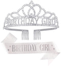 Birthday Tiara Crown with Sash for Women, Birthday Queen for Party | Metal Crown, Birthday Decorations, Birthday Accessories