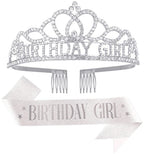 Birthday Tiara Crown with Sash for Women, Birthday Queen for Party | Metal Crown, Birthday Decorations, Birthday Accessories