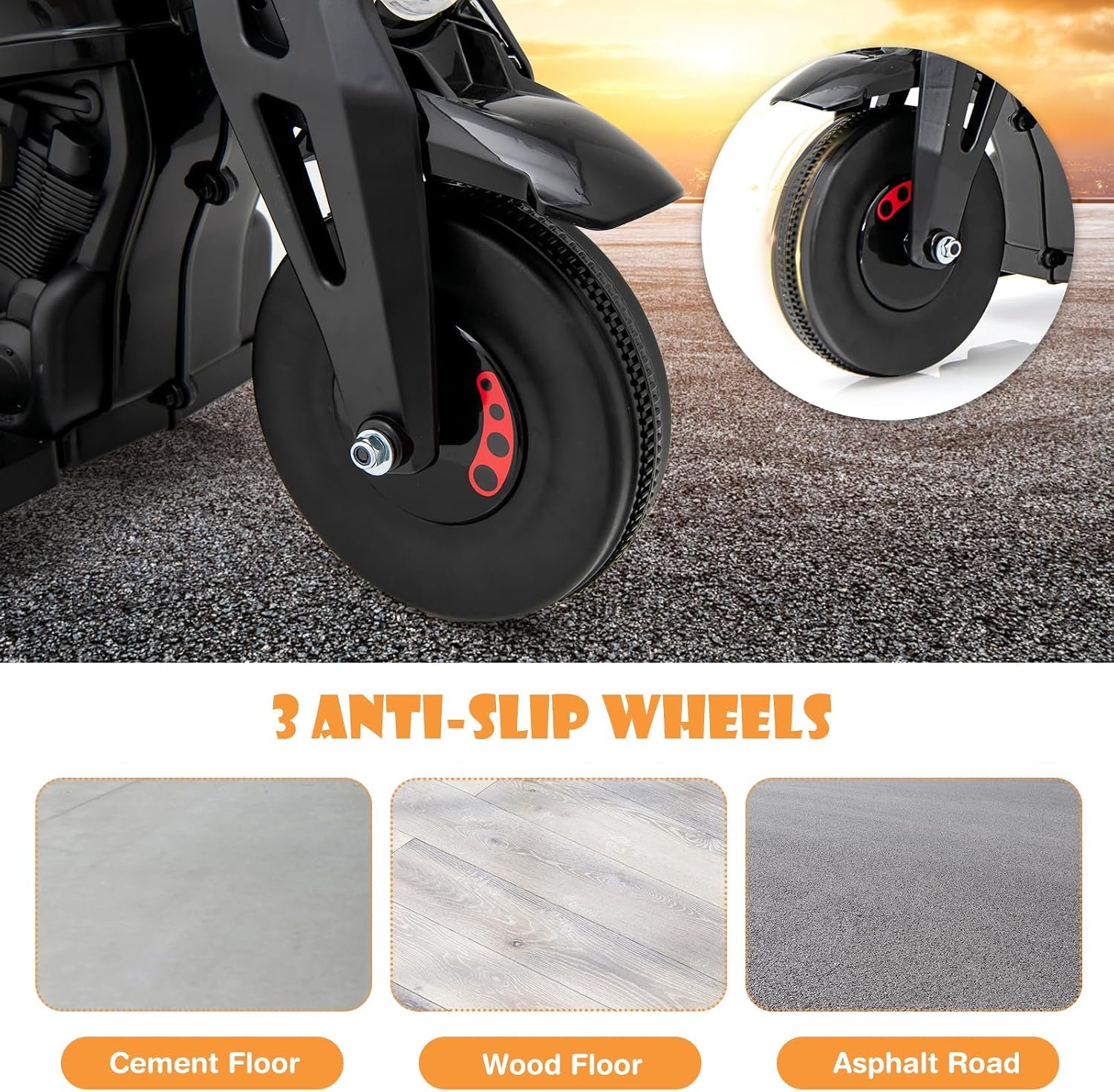 Kids Motorcycle, 6V Electric Ride on Car with Automatic Bubble Function, Foot Pedal, Headlight, Music, 3 Anti-Skip Wheels Vehicle for Children, Toddler Ages 3+