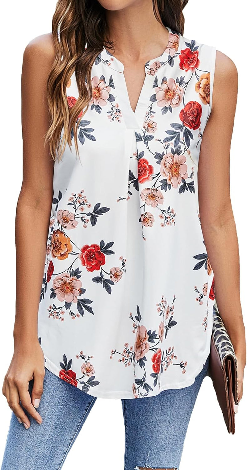 Womens Tank Tops V Neck Sleeveless Summer Shirts Loose Casual Tops Blouses (M-3XL)