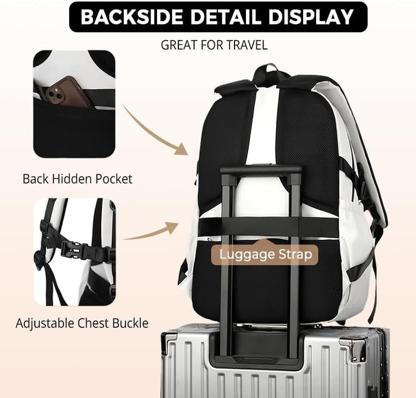 Laptop Backpack Large Cool Aesthetic Waterproof Hiking Travel Backpacks Multiple Pockets Book Bag for College Women Men (Black)