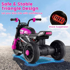 6V Kids Motorcycle with Forward & Reverse Switch, Headlight, Horn, Music, Story, USB Port, 3-Wheel Battery Powered Electric Ride on Toys for Toddler Boys Girls (Pink)