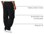 Men'S Cargo Pants with Pockets Cotton Hiking Sweatpants Casual Athletic Jogger Sports Outdoor Trousers Relaxed Fit
