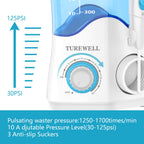 Water Dental Flosser for Teeth/Braces, Water Teeth Cleaner 8 Jet Tips and 10 Pressure Levels, 600ML Large Water Tank Oral Irrigator for Family(White)